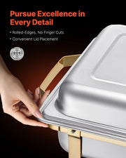 Load image into Gallery viewer, SucceBuy 8 Qt 4 Pack Chafing Dish Buffet Set Stainless Steel Chafer with 2 Full Size and 4 Half Size Pans Catering Warmer Server