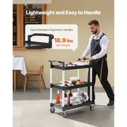 Bild in Galerie-Viewer laden, Amocart 3-Tier 300/500Lbs Rolling Utility Cart Storage Rack with Swivel Wheels Food Service Trolley for Office Kitchen Bathroom