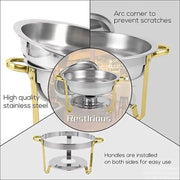 Bild in Galerie-Viewer laden, Amocart 4 Pack Chafing Dish Buffet Set Stainless Steel Chafer w/4 Full Size Pan Round Catering Warmer Server for Party Banquets
