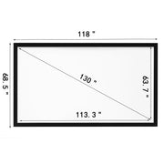 Bild in Galerie-Viewer laden, SucceBuy Projector Screen 92 100 110 120 130 135 155in Aluminum Fixed Frame 16:9 4K HD Home Cinema Theater WallMountable Display
