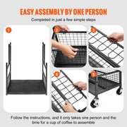 Bild in Galerie-Viewer laden, SucceBuy 16 Slots Garden Tool Organizer Yard Tool Tower Rack with Hooks Wheels Long-Handled Rake Stand Holder for Garage Storage