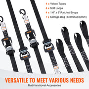 Load image into Gallery viewer, SucceBuy 4pcs Trailer Ratchet Tie Down Straps with Padded Handles Hook Brake Binding Belt for Moving Securing Cargo Motorcycle