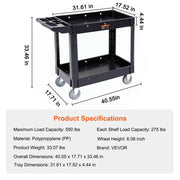 Load image into Gallery viewer, SucceBuy 2/3 Shelf Utility Service Cart Dolly with 360° Swivel Wheels Ergonomic Storage Handle for Warehouse/Garage/Cleaning