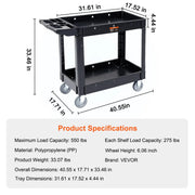 Load image into Gallery viewer, Amocart 2/3 Shelf Utility Service Cart Dolly with 360° Swivel Wheels Ergonomic Storage Handle for Warehouse/Garage/Cleaning