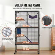 Charger l'image dans la visionneuse de galerie, SucceBuy 64.6" Rolling Metal Ferret Cage Large 4-Tier Critter Nation Cage Small Animal Cage for Rats Hamster Guinea Chinchilla