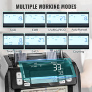 Load image into Gallery viewer, SucceBuy 1200 Pcs/Min Money Counter Business Cash Register Bill Counterfeit Bill Detector by UV/MG/IR/DD Function for Bank Store