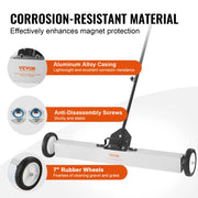 Load image into Gallery viewer, SucceBuy Rolling Magnetic Sweeper with Wheels Push-Type Magnetic Pick Up Sweeper Large Magnet Pickup Lawn Telescoping Sweeper
