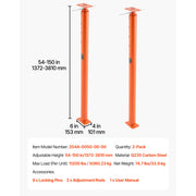 Bild in Galerie-Viewer laden, Amocart 2Pack 11200LBS House Floor Jacks 54-150in Height Adjustable Support Beam Basement Jack Post Pole for Leveling Temporary