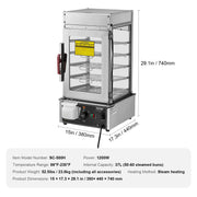 Load image into Gallery viewer, Amocart Commercial Food Warmer Display Food Steamer Bun Warmer Machine Temperature Control Stainless Steel Steamed Buns Warmer