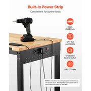 Load image into Gallery viewer, SucceBuy 48-Inch Adjustable Workbench 2000 lbs Load Work Bench with Power Outlet Wheels and Pegboard for Garage Workshop Home