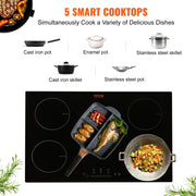 Load image into Gallery viewer, SucceBuy 5 Burners 30/36 Inch Electric Induction Cooktop Stove Hob Built-in Burner Cooker Sensor Touch Control Magnetic Cooker