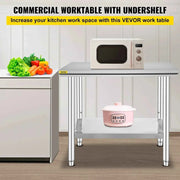 Load image into Gallery viewer, Amocart Kitchen Work Bench Commercial Catering Table Worktable with Undershelf Stainless Steel 330LBS 286LBS Restaurant Garage