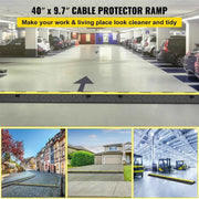 Load image into Gallery viewer, Amocart Cable Protector Ramp Wire Cable Cover Cord Guard 2 Channels Rubber + PVC 11000LBS Speed Bump Parking Lots Driveway