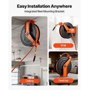 Load image into Gallery viewer, SucceBuy Retractable Air Hose Reel Auto Rewind Air-Compressor Hoses Reel with 5 ft Lead in Ceiling/Wall Mount Steel Double Arm