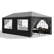 Load image into Gallery viewer, 10x20ft Black Pop Up Canopy Tent, 6 Removable Sidewalls with 2 Doors 4 Windows, PE Fabric Heavy Duty Outdoor Gazebo with Powder-Coated Steel Frame for Party Wedding Event