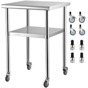Load image into Gallery viewer, Amocart 24 x 24 in Stainless Steel Kitchen Worktable shelves Commercial Work Bench Table with Caster Wheels for Home Kitchen