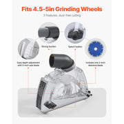 Load image into Gallery viewer, SucceBuy Cutting Dust Shroud for Angle Grinders Universal 4-5 in Angle with 6 Clamping Washers & 5 in Diamond Grinding Cup Wheel - AMOCART