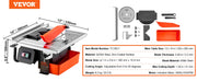 Load image into Gallery viewer, SucceBuy Wet Tile Saw 7-inch 65Mn Steel Blade 3500 RPM Induction Motor Tile Cutter Wet Saw Water Reservoir 0-45 Degrees Angle - AMOCART