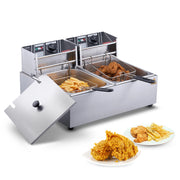 Load image into Gallery viewer, SucceBuy 12L Electric Deep Fryer w/Dual Removable Tanks Commercial Countertop Fryer for Chicken French Fries Frying Chips