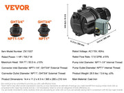 Load image into Gallery viewer, Amocart Shallow Well Jet Pump 115Volt Cast Iron/Stainless Steel Irrigation Water Pump for Agricultural Garden Irrigation System
