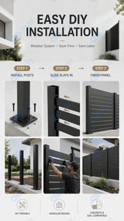 Load image into Gallery viewer, Modern Rustproof Aluminum Fence Slat Fence Panel Powder Coated Privacy Fence For Outdoor Yard Easy Installation Durable Design