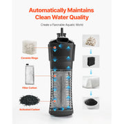Charger l'image dans la visionneuse de galerie, Amocart Fish Tank Aquarium 2/5Gal Square Ultra-Clear Glass Starter Tank Adjustable 3 Color Lighting Self Cleaning System for Home