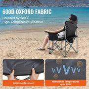 Bild in Galerie-Viewer laden, Amocart Camping Folding Chair for Adults Portable Quad Lumbar Back Padded Arm Chairs with Side Pockets for Beach, Lawn, Picnic