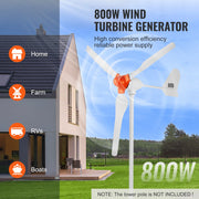 Bild in Galerie-Viewer laden, Amocart 500W/800W Wind Turbine Generator 12V Wind Turbine Kit Wind Power Generator with MPPT Controller for Home Farm RVs Boats