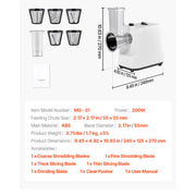 Load image into Gallery viewer, SucceBuy Electric Cheese Grater Salad Maker 200W Salad Shooter Electric Vegetable Slicer Shredder Chopper for Fruits with 5 Att