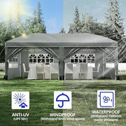 Load image into Gallery viewer, 10*10FT Heavy Duty Pop Up Canopy Tent with Sidewalls Easy Up Commercial Outdoor Wedding Party Tent for Parties All Season Waterproof Gazebo with Storage Bagx