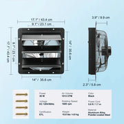 Load image into Gallery viewer, SucceBuy Shutter Exhaust Fan AC/ EC-motor 10-Speed Adjustable Wall Mount Attic Ventilation and Cooling for Greenhouses Garages