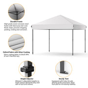 Bild in Galerie-Viewer laden, 10x10 ft Robuster Faltpavillon - Outdoor-Gartenpavillon mit 210D Oxford-Gewebe, rostbeständigem Rahmen, schnellem Aufbau, 3 einstellbaren Höhen, UV-Schutz, Rolltasche, Gewichtssäcken, Heringen, Abspannseilen