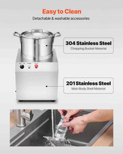 Bild in Galerie-Viewer laden, Amocart 6 10 15L Food Processor & Vegetable Chopper Food-Grade Stainless Steel Food Processor Chopper w/2 Extra S-Curve Blade