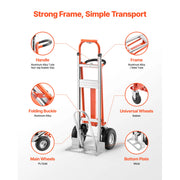 Load image into Gallery viewer, Amocart 1000 lbs 4 in 1 Hand Truck Convertible Dolly with Non-Slip Handle Aluminum Alloy Portable Trolley for Moving Home