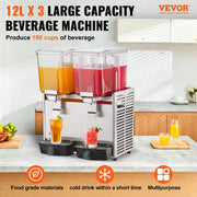 Bild in Galerie-Viewer laden, Amocart 2 3 Tanks Commercial Beverage Dispenser Ice Tea Drink Machine 304 Stainless Steel Juice Dispenser for Restaurant Hotel