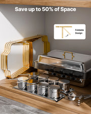 Bild in Galerie-Viewer laden, Amocart 8 Qt 4 Pack Chafing Dish Buffet Set Stainless Steel Chafer with 2 Full Size and 4 Half Size Pans Catering Warmer Server
