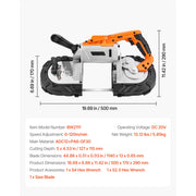 Load image into Gallery viewer, Amocart 20V Portable Band Saw 2.5-In/5-In Deep Cut 360W Bandsaw 0-120/192 m/min Variable Speed with Brushless Motor Hang Hooks