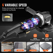 Bild in Galerie-Viewer laden, SucceBuy Wet Polisher 800W Concrete Grinder W/ 6 Variable Speed and 7 Polishing Kits Wet Grinder Machine for Polishing Grinding