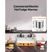 Load image into Gallery viewer, SucceBuy Electric Cheese Dispenser with Pumps 2.4 x 2 L Hot Fudge Warmer Stainless Steel Heated Double Pumps Dispenser for Fudge
