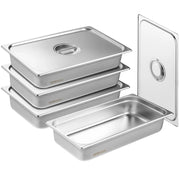 Load image into Gallery viewer, SucceBuy 4Pack Hotel Pans Full Size Anti-Jam Steam Pan with Lid Stainless Steel Steam Table Pan 4-Inch Deep Commercial Table Pan - AMOCART