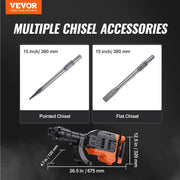 Load image into Gallery viewer, SucceBuy Demolition Jack Hammer 3500W Concrete Breaker 2pcs Chisel Gloves for Trenching 1900 BPM Heavy Duty Electric Jack Hammer