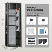 Bild in Galerie-Viewer laden, SucceBuy 3-8 Rifles Gun Safe w/ Digital Keypad & Lock Gun Storage Cabinet with Removable Storage Shelf for Home Long Gun Pistols