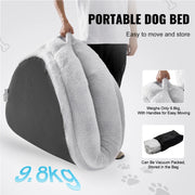 Charger l'image dans la visionneuse de galerie, SucceBuy Human Dog Bed Human Dog Bed for Adult Human Size Dog Bed with Washable Faux Rabbit Fur Cover Egg Orthopedic Foam Grey
