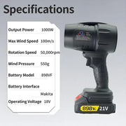 Load image into Gallery viewer, Powerful Air Blower Turbo Fan with Thrust 550g to Cleaning Fallen Leaves, Snow and Sand with 21V Makita-Style Battery
