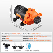 Bild in Galerie-Viewer laden, SucceBuy 12V Diaphragm Pump 1.8/3/3.5/5 GPM 3/4/5-Chamber 40-100 PSI Adjustable 1/2'' MNPT Port for RV Yacht Food Truck Camper