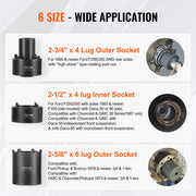 Load image into Gallery viewer, SucceBuy Spindle Nut Socket Tool Kit 1/2 inch Drive 6 Piece Axle Hub Nut Socket Set Vehicles Axle Spindle Nut Retainers Remover - AMOCART