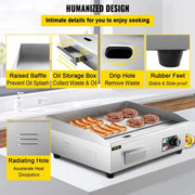 Load image into Gallery viewer, SucceBuy 14"-22" Electric Countertop Griddle Teppanyaki Grill 1600W/3200W Stainless Steel Flat Top Grills for Pancake Chicken