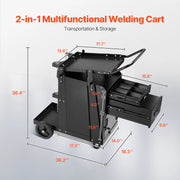 Load image into Gallery viewer, SucceBuy Welding Cart 2 Drawers Welder Cart Heavy Duty Welding Workbench with 360° Swivel Wheels Safety Chains for Mig Welder - AMOCART