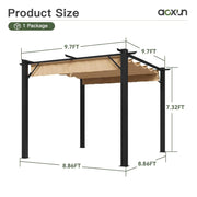 Load image into Gallery viewer, 10'x12' Outdoor Retractable Pergola, Patio Pergola with Upgraded Retractable Canopy, Heavy Duty Metal Pergolas , Customized