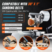 Load image into Gallery viewer, Amocart Belt Grinder Sander 30 x1-Inch Variable Speed Belt Polisher W/VFD 550W Grinding Polishing for Metalworking Knife Making